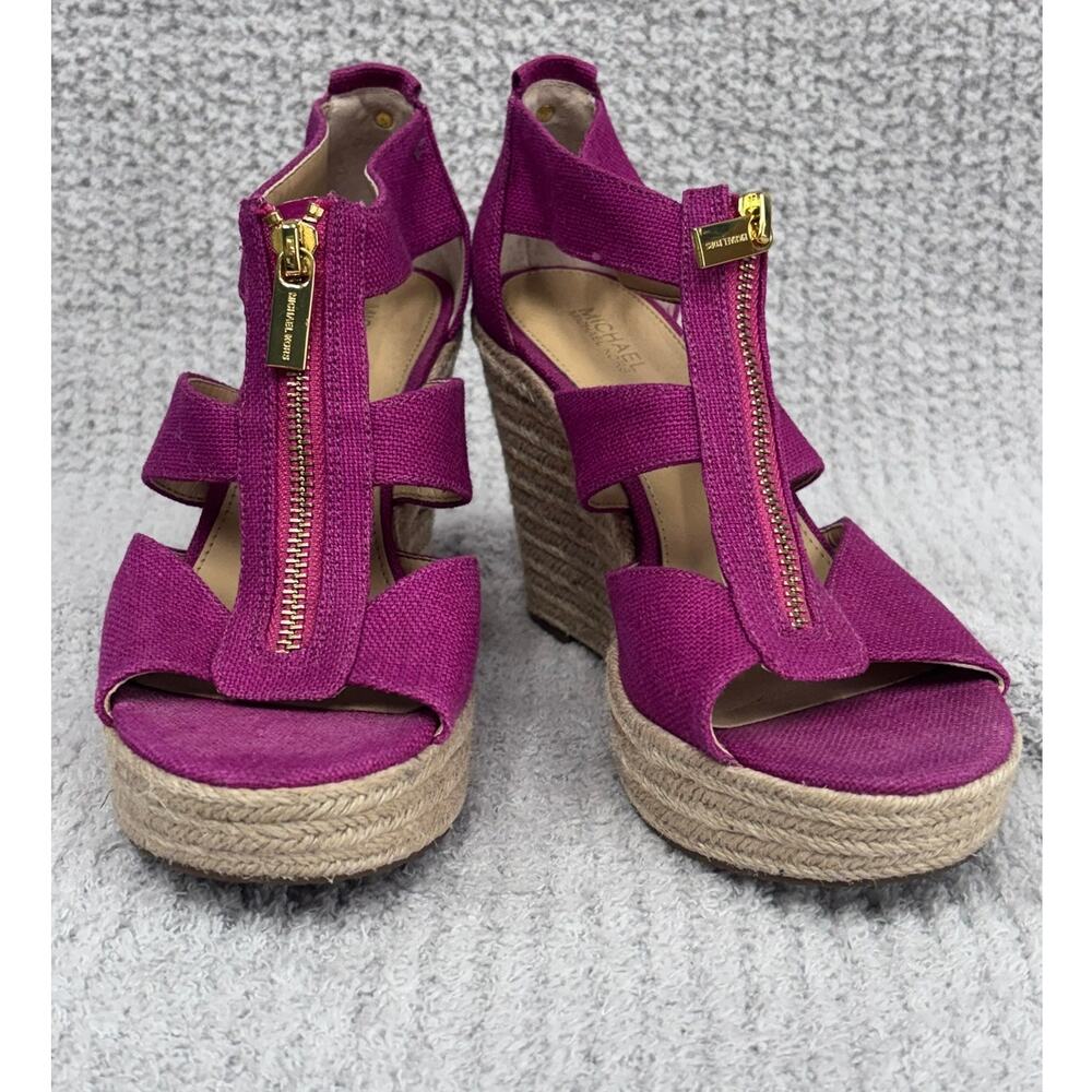 Michael Kors Magenta Berkley Espadrille Wedge Sandal Size 6.5M #77747